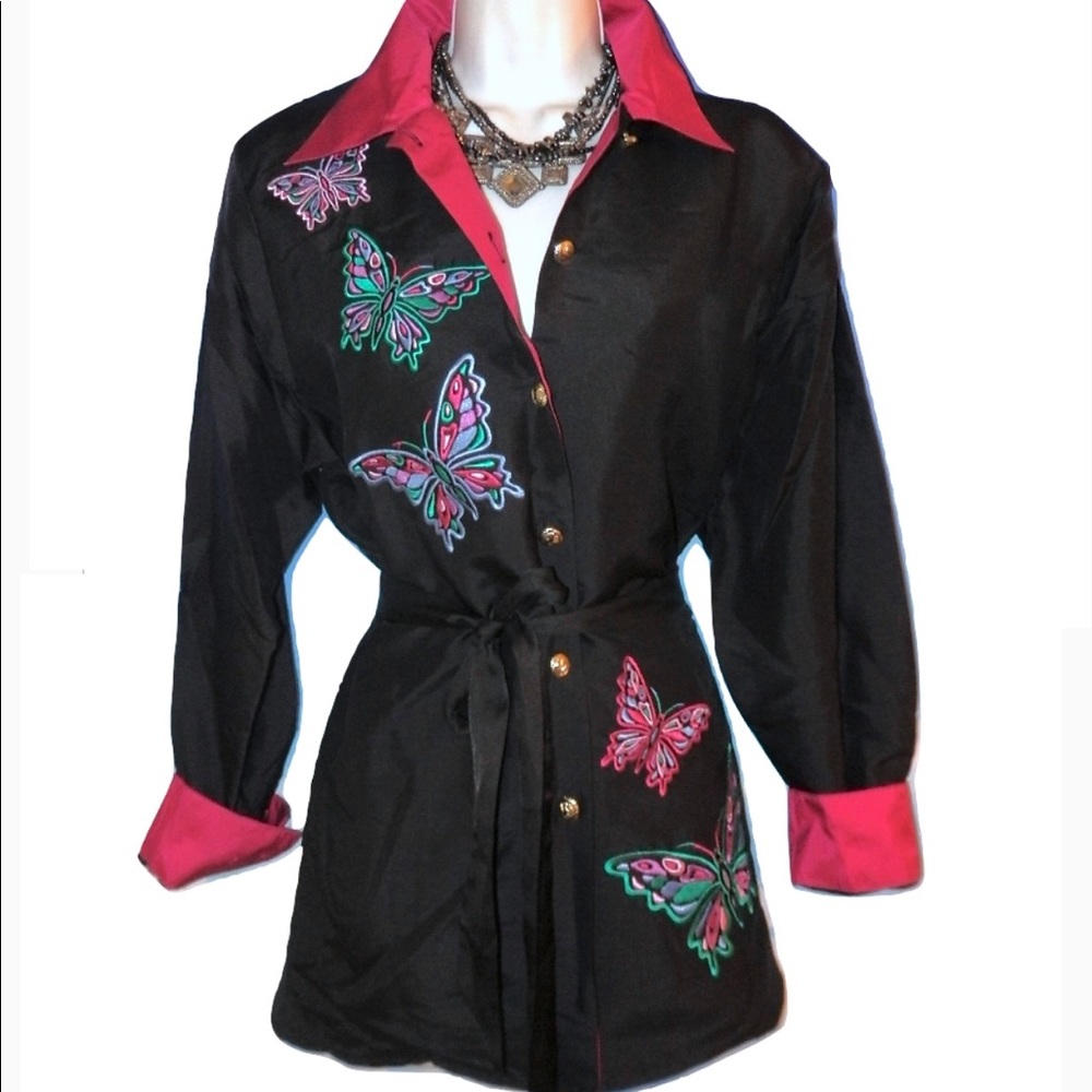 Bob Mackie Oversized Shirt Dress Butterflies